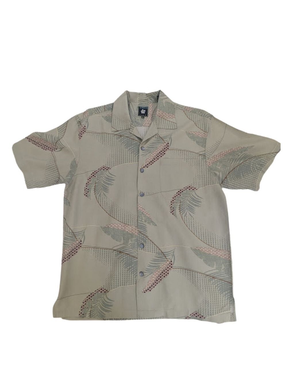 Aureus Silk Hawaiian Shirt Sage Green Coastal Resort Dadcore Eclectic Size M